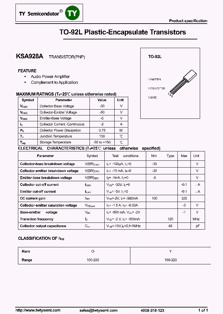KSA928A_8213137.PDF Datasheet