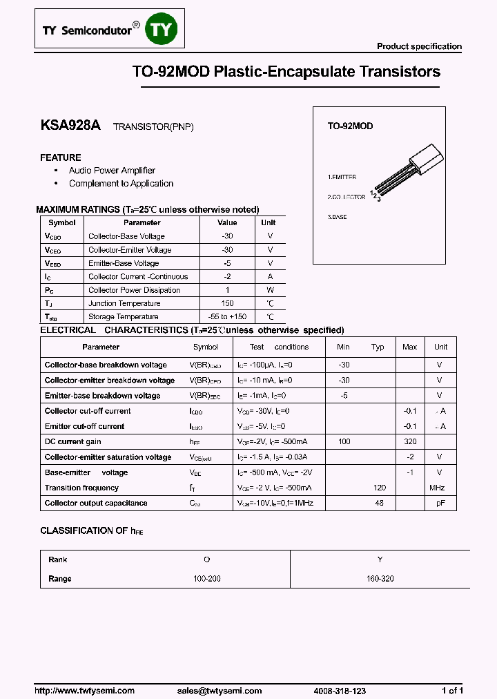 KSA928A_8213136.PDF Datasheet