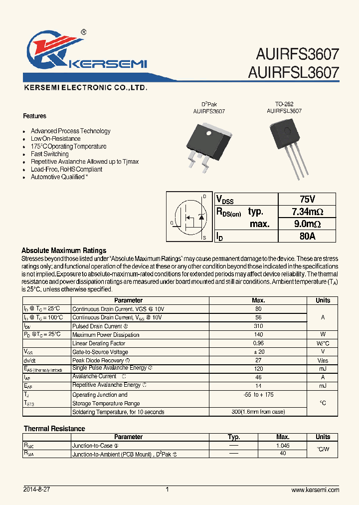 IRFS3607_8215167.PDF Datasheet