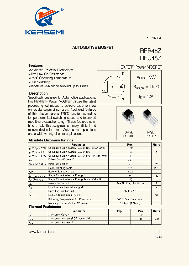 IRFR48ZTRL_8217739.PDF Datasheet