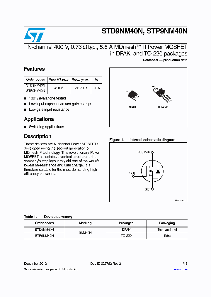 STD9NM40N_8220028.PDF Datasheet
