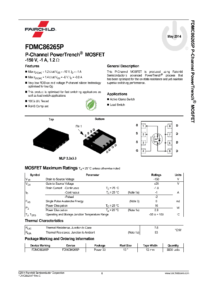 FDMC86265P_8224920.PDF Datasheet