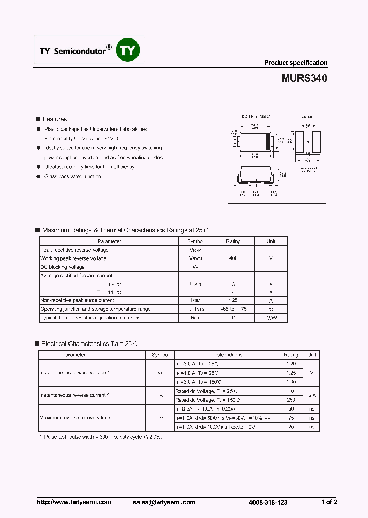 MURS340_8228182.PDF Datasheet