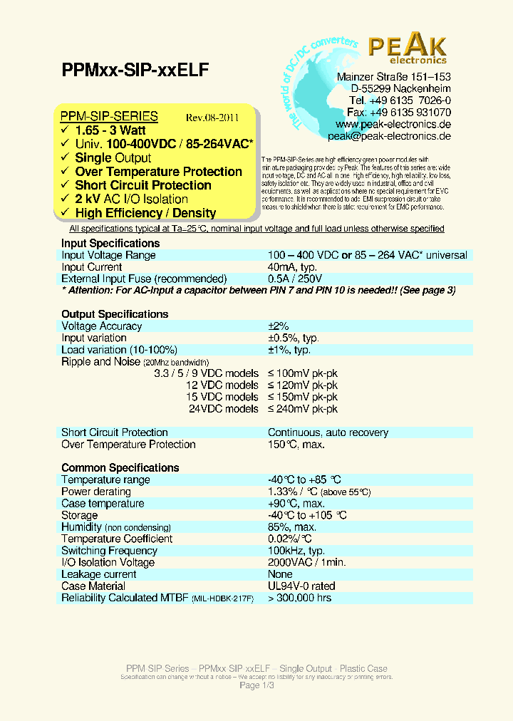 PPM165-SIP_8228588.PDF Datasheet