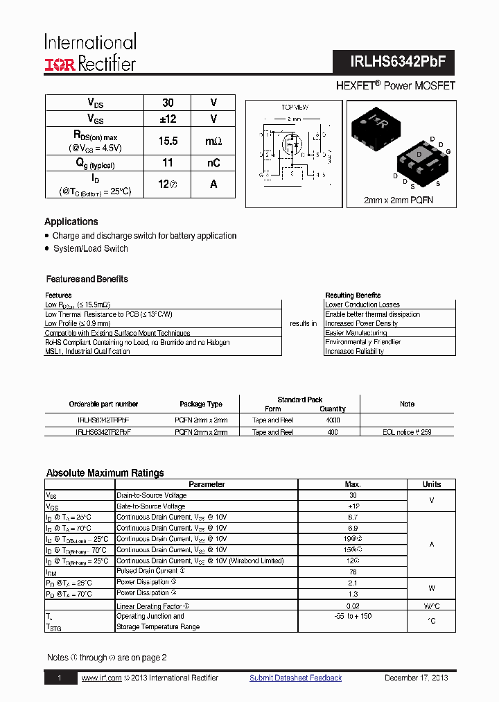 IRLHS6342PBF_8234010.PDF Datasheet