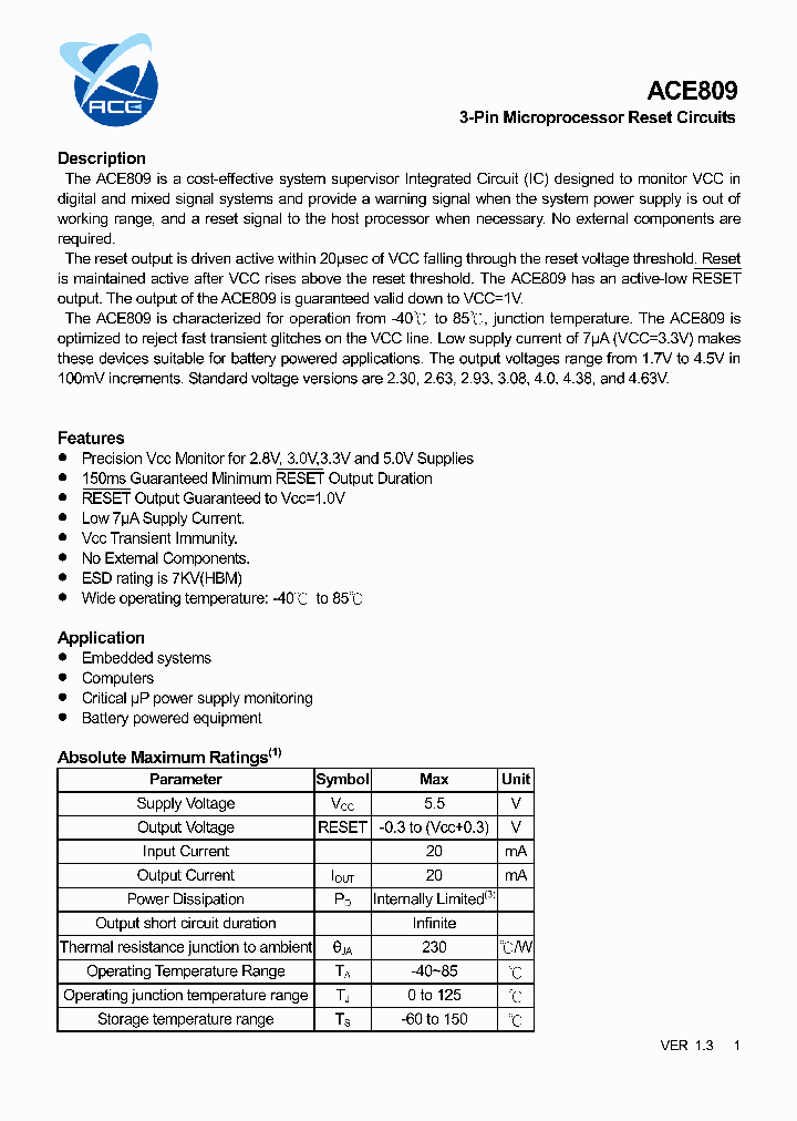 ACE809MBMH_8236269.PDF Datasheet