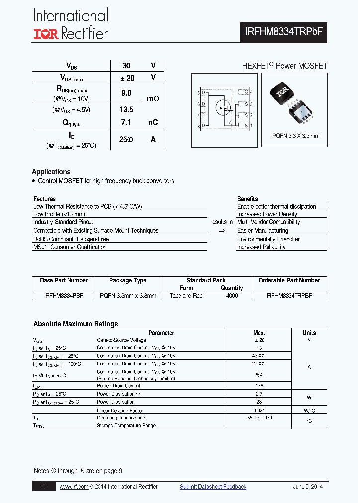 IRFHM8334PBF_8239442.PDF Datasheet