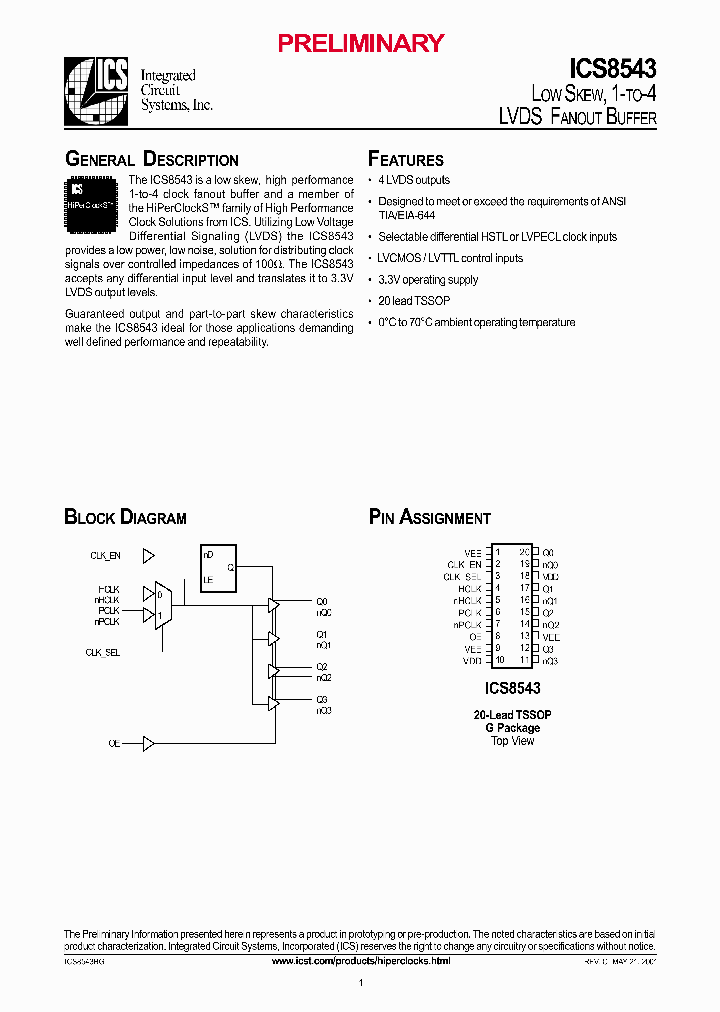 ICS8543_8250307.PDF Datasheet
