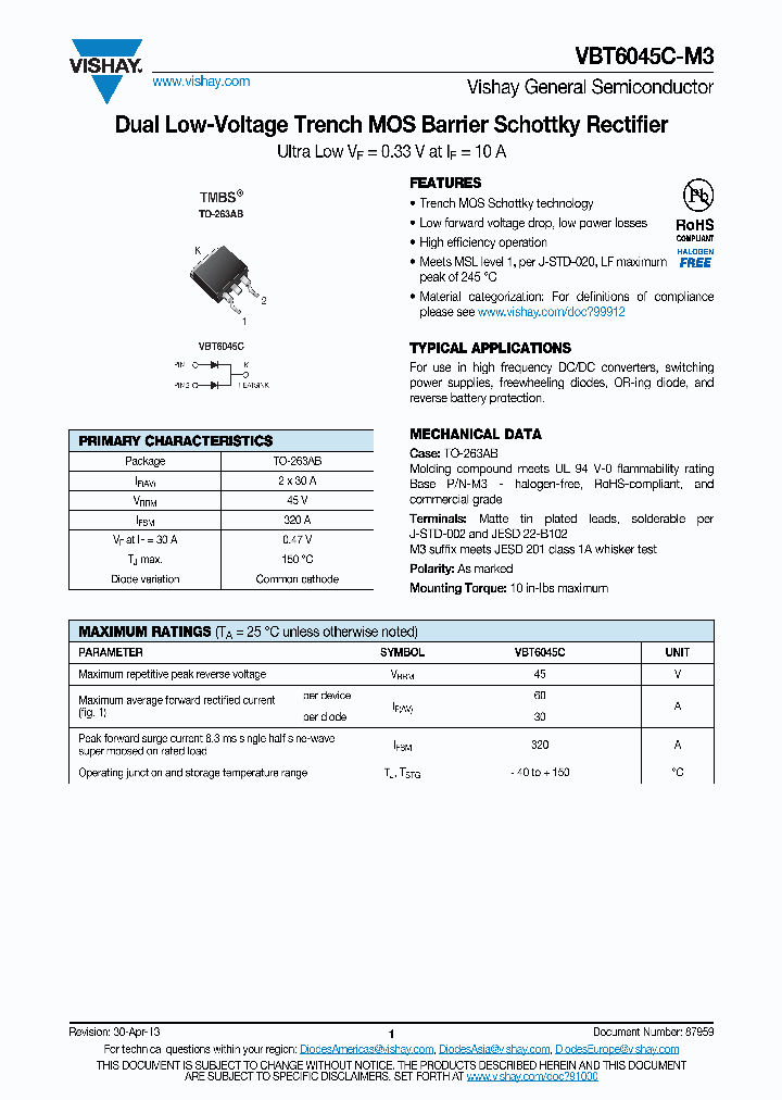 VBT6045C-M3_8255543.PDF Datasheet