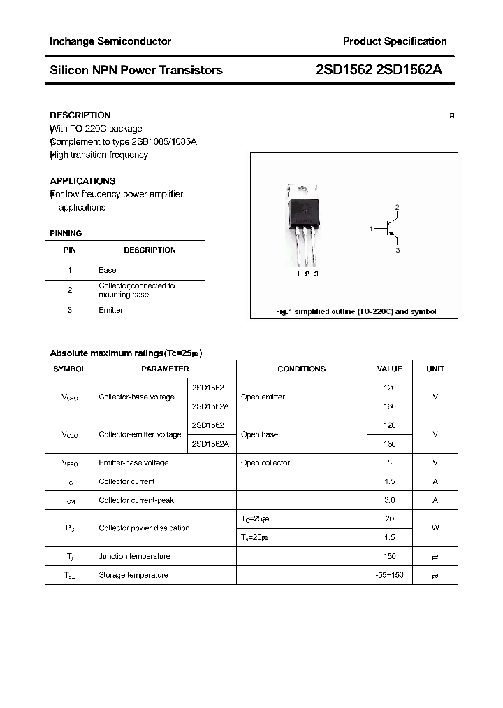 2SD1562_8256320.PDF Datasheet