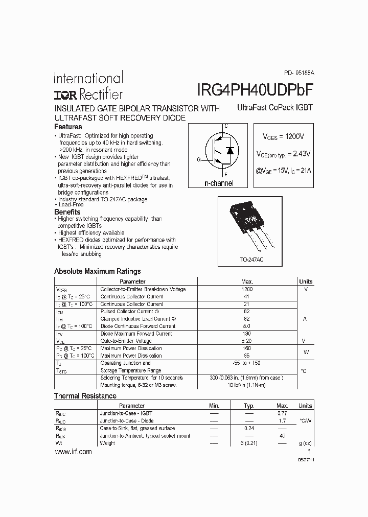 IRG4PH40UDPBF_8257330.PDF Datasheet