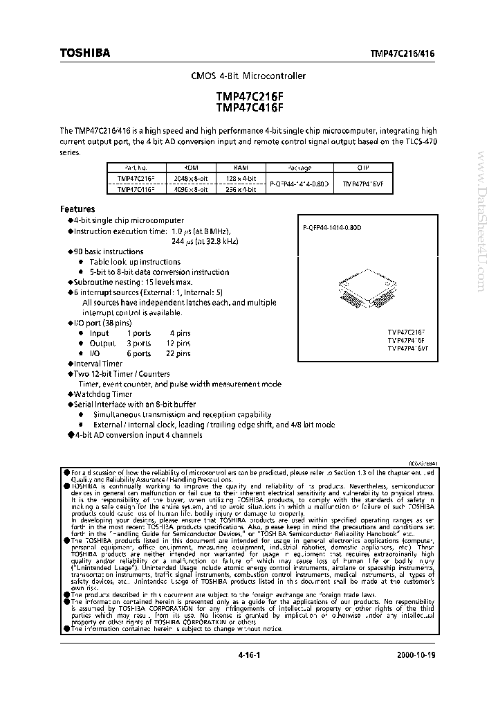 TMP47C416F_7870796.PDF Datasheet