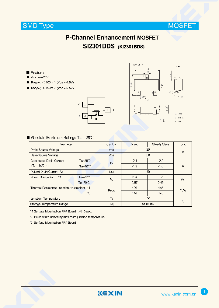 SI2301BDS-3_8276837.PDF Datasheet