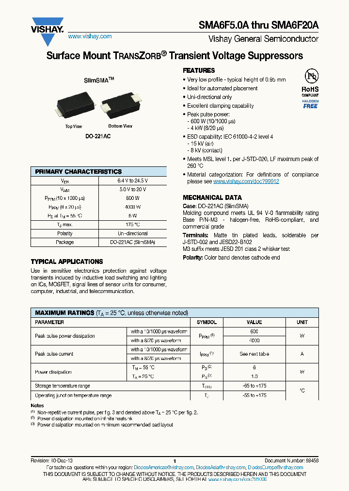 SMA6F12A-M3_8284810.PDF Datasheet