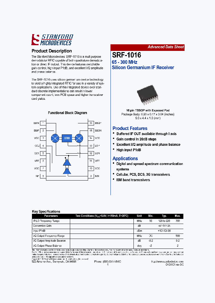 SRF-1016_8285415.PDF Datasheet