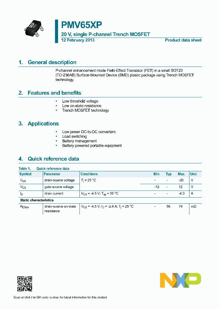 PMV65XP_8285926.PDF Datasheet