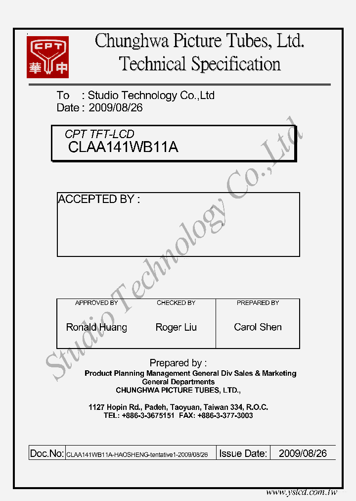 CLAA141WB11A_7906552.PDF Datasheet