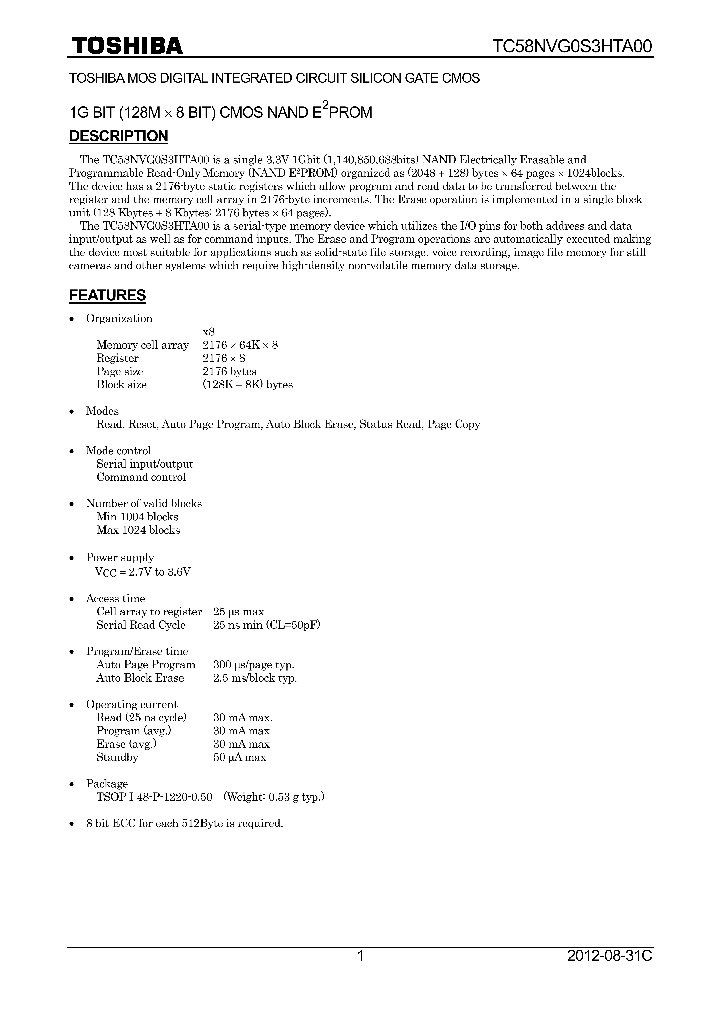 TC58NVG0S3HTA00_8288259.PDF Datasheet