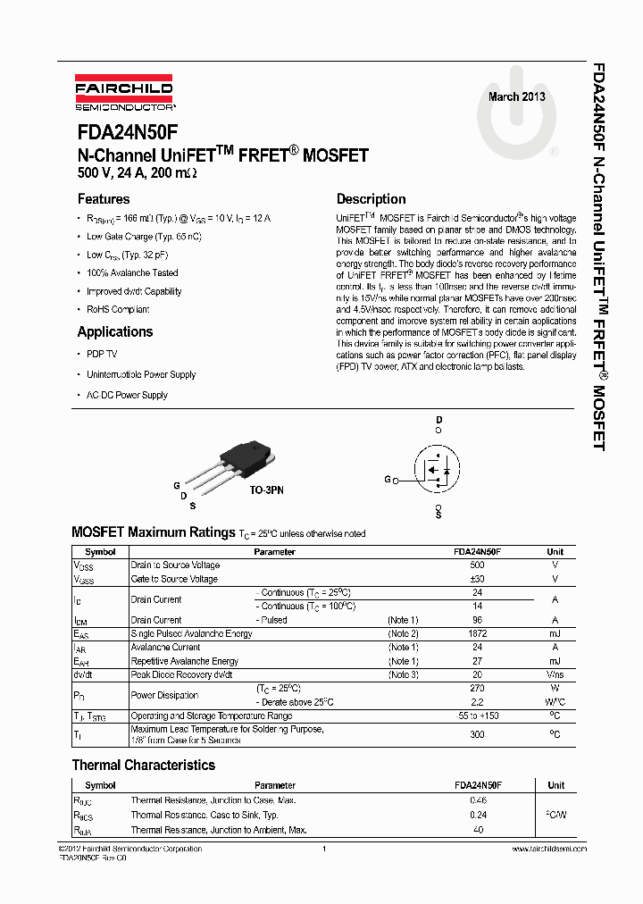 FDA24N50F_8290027.PDF Datasheet