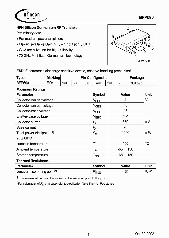 BFP690E6327_8290311.PDF Datasheet