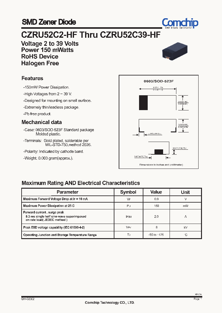 CZRU52C2-HF_8290745.PDF Datasheet
