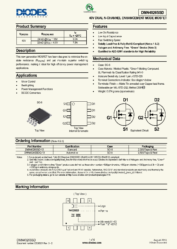 DMN4026SSD_8291106.PDF Datasheet