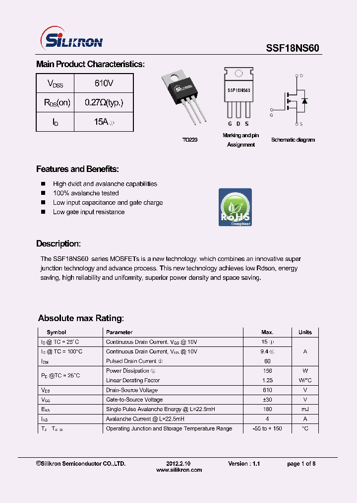 SSF18NS60_8293627.PDF Datasheet