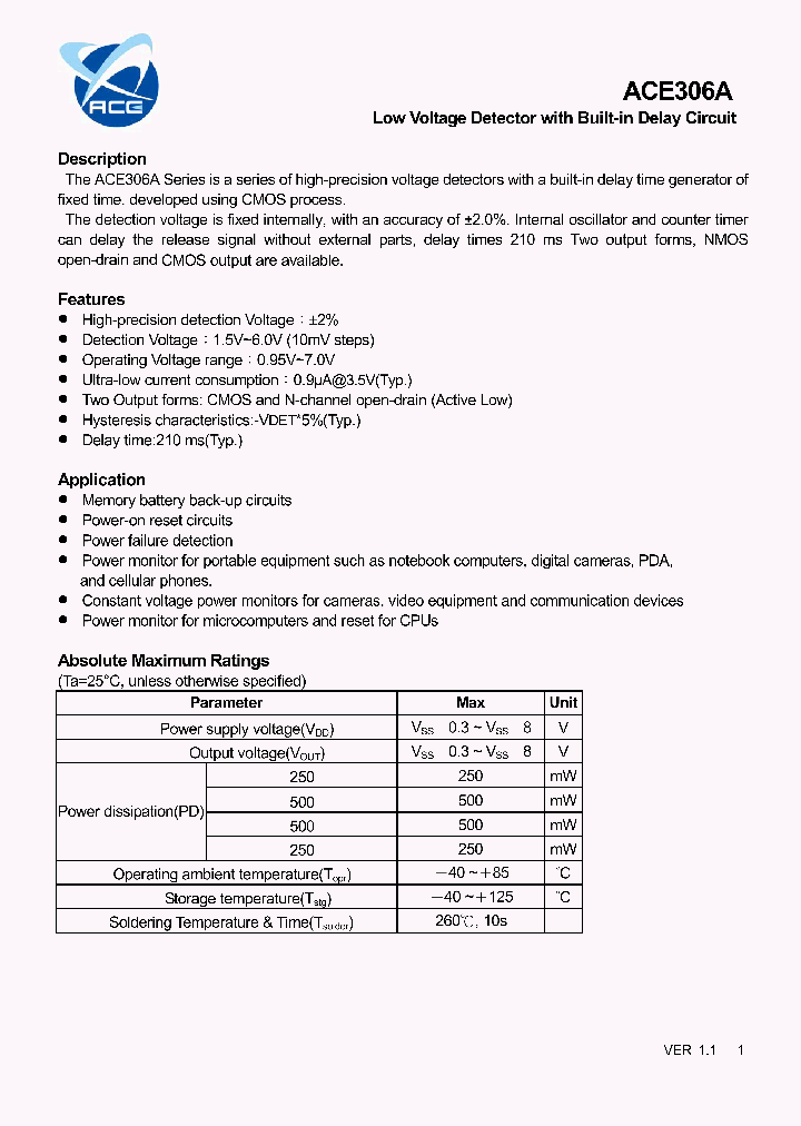 ACE306A_8295390.PDF Datasheet