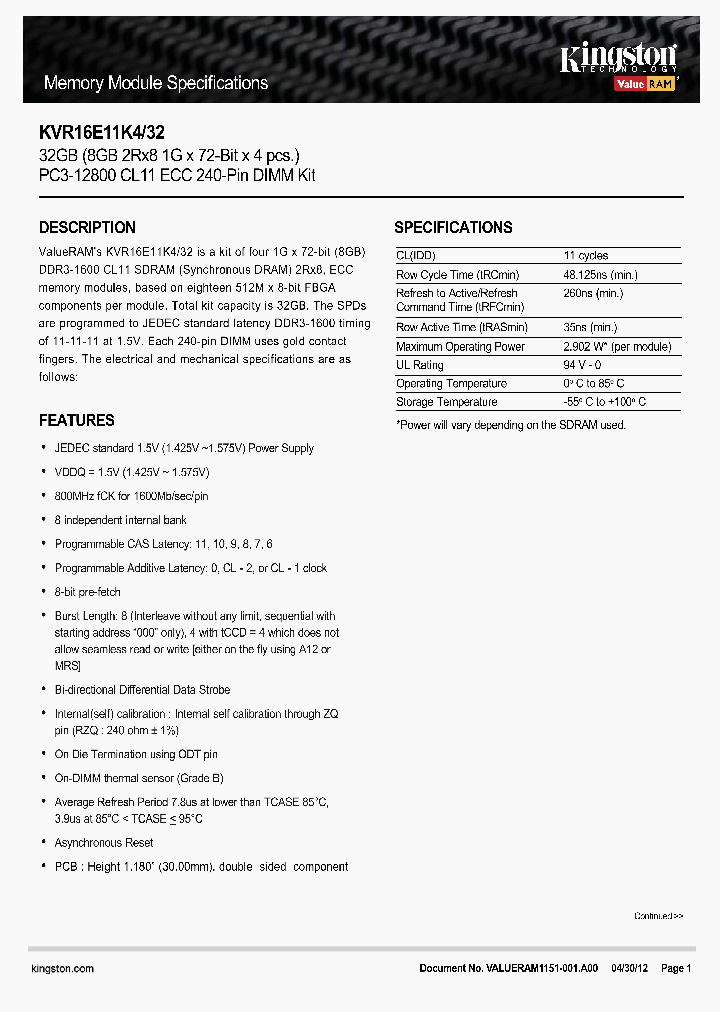 KVR16E11K4-32_8298236.PDF Datasheet
