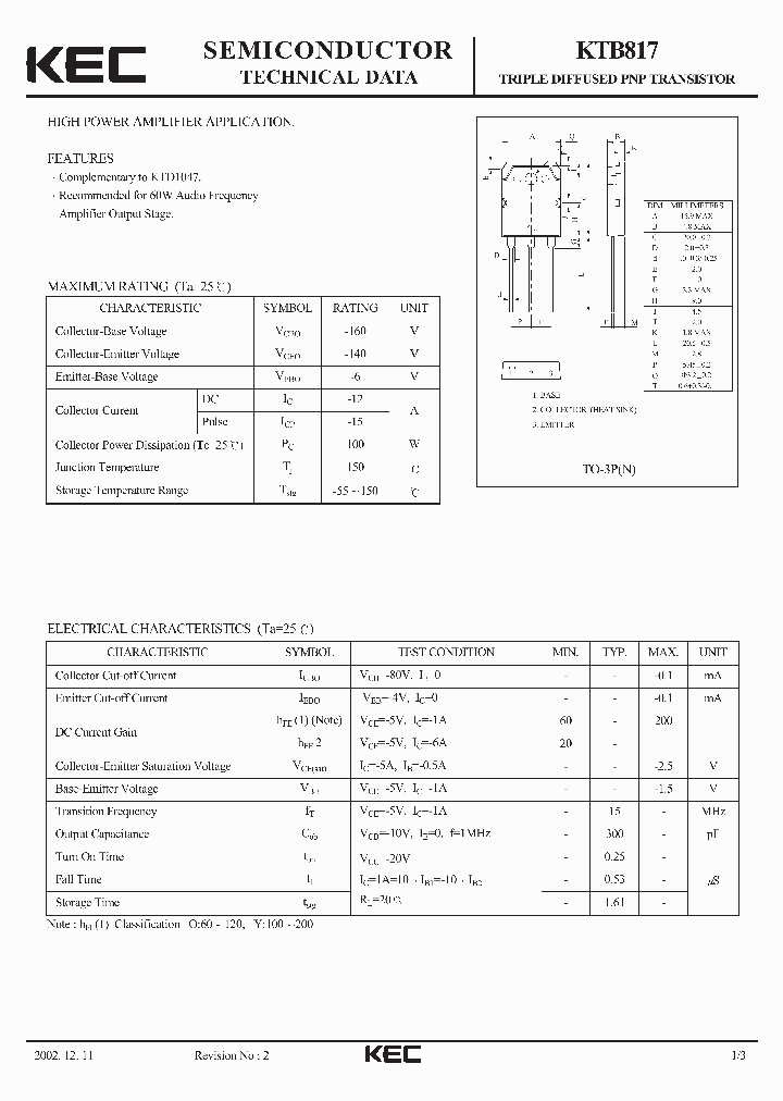 KTB817_8298809.PDF Datasheet