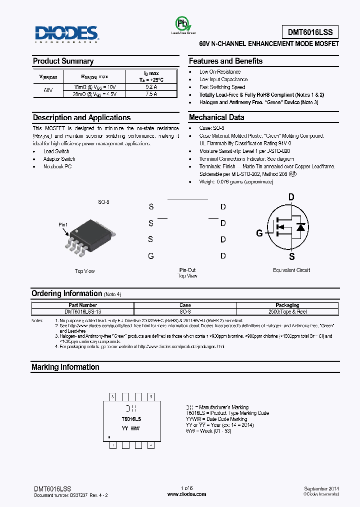 DMT6016LSS_8301446.PDF Datasheet