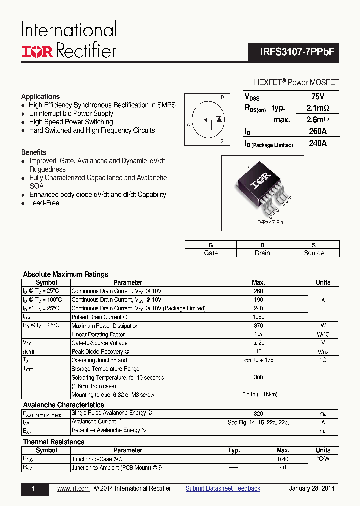IRFS3107-7PPBF_8303996.PDF Datasheet