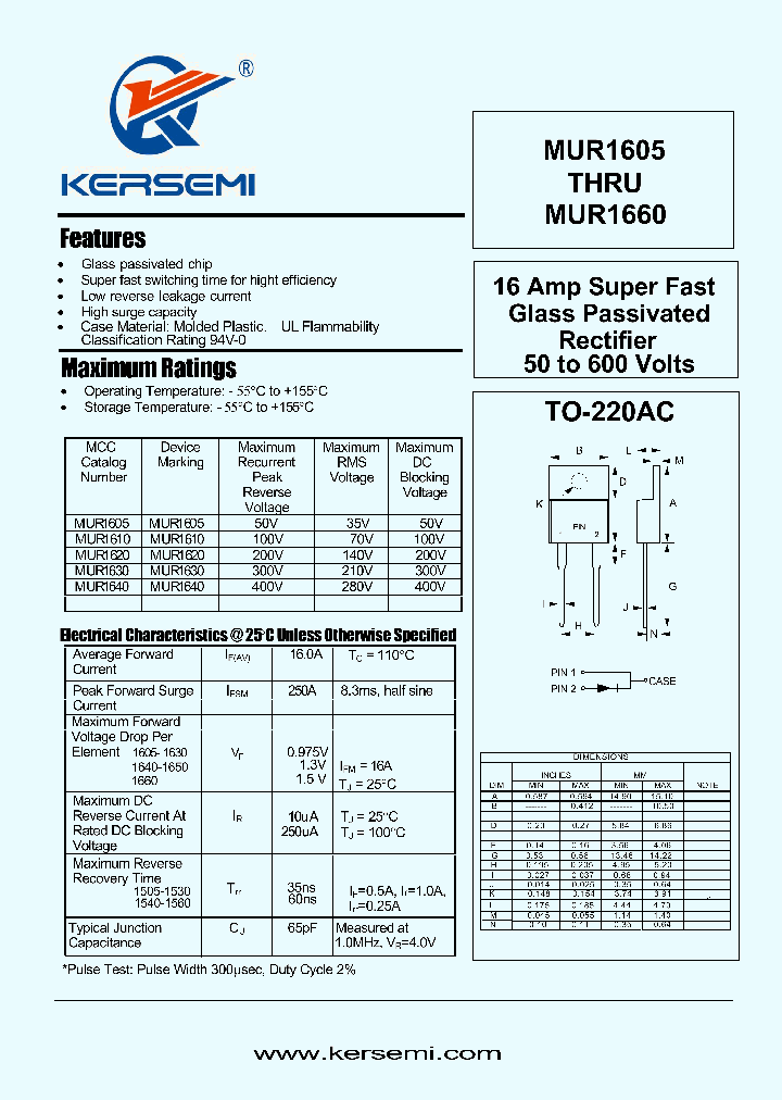 MUR1610_8309953.PDF Datasheet