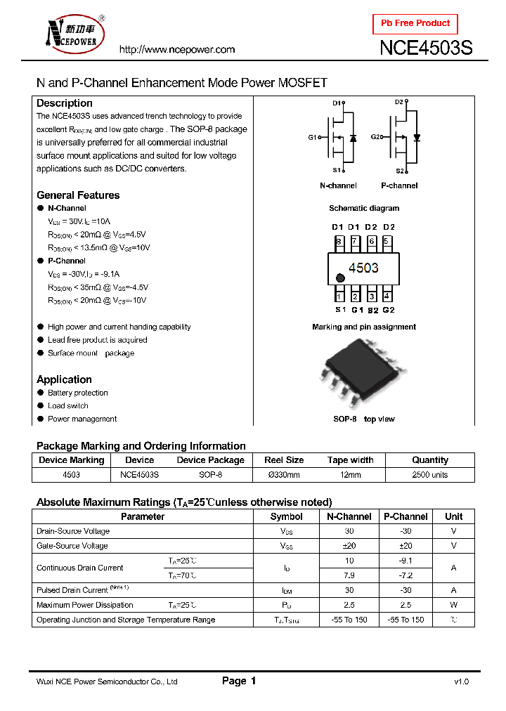 NCE4503S_8312358.PDF Datasheet