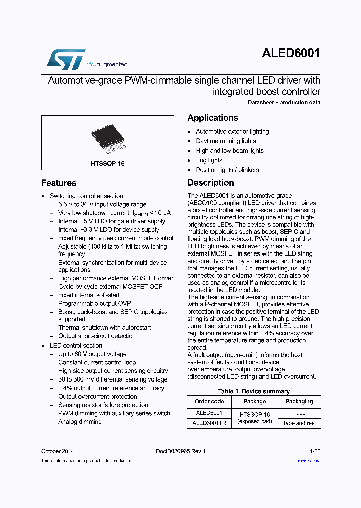 ALED6001TR_8312764.PDF Datasheet