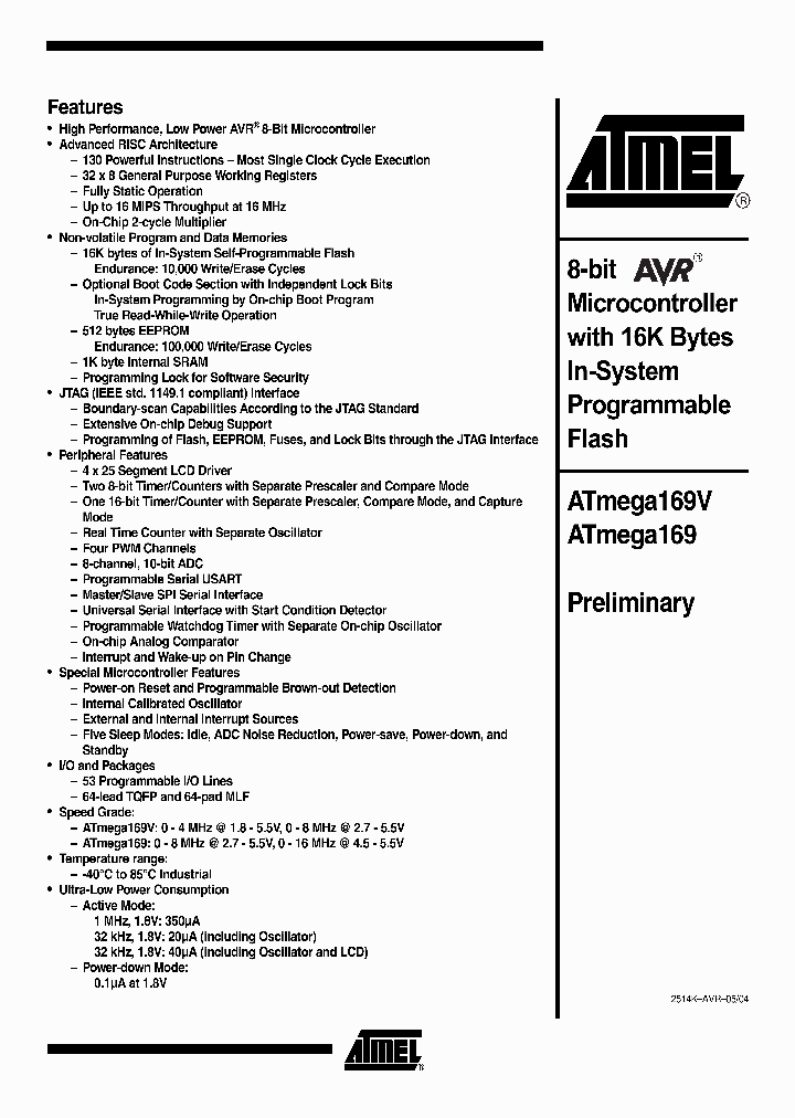 ATMEGA169V-8MI_8314068.PDF Datasheet