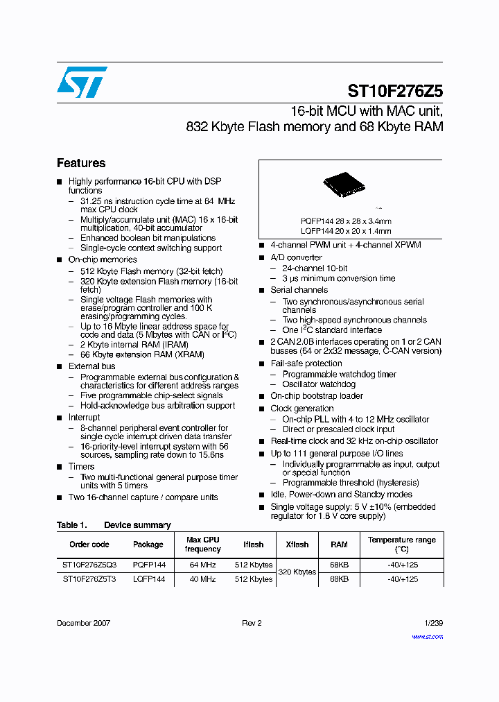 ST10F276Z5_8329526.PDF Datasheet