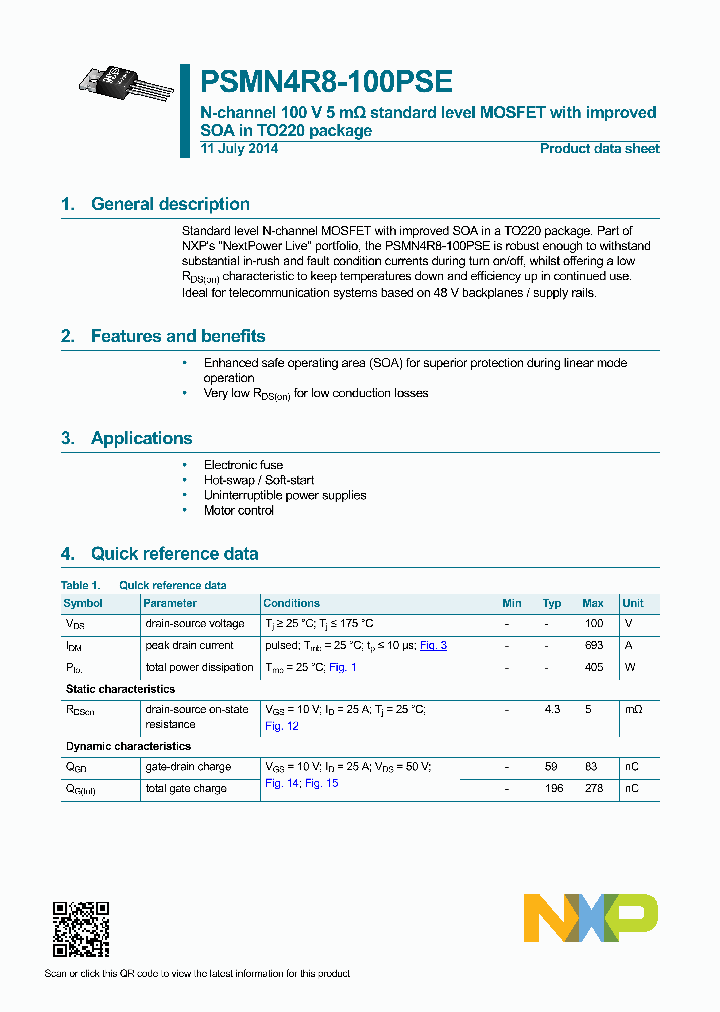 PSMN4R8-100PSE-15_8330258.PDF Datasheet