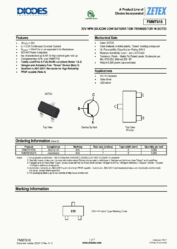 FMMT618-15_8332193.PDF Datasheet