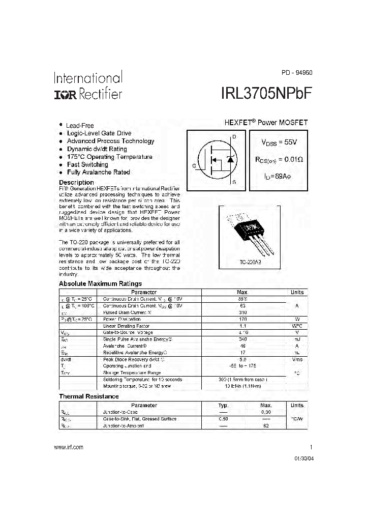 IRL3705NPBF_8336415.PDF Datasheet