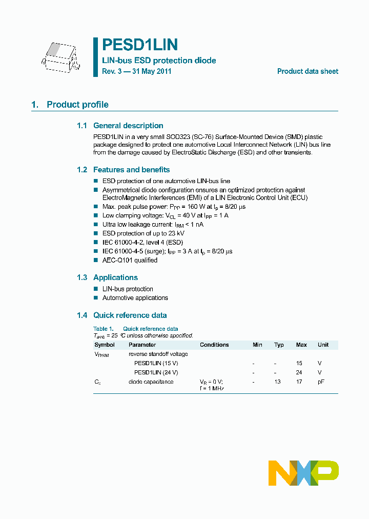 PESD1LIN_8336659.PDF Datasheet
