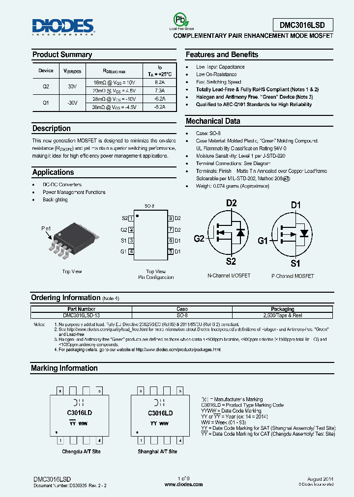 DMC3016LSD_8348991.PDF Datasheet