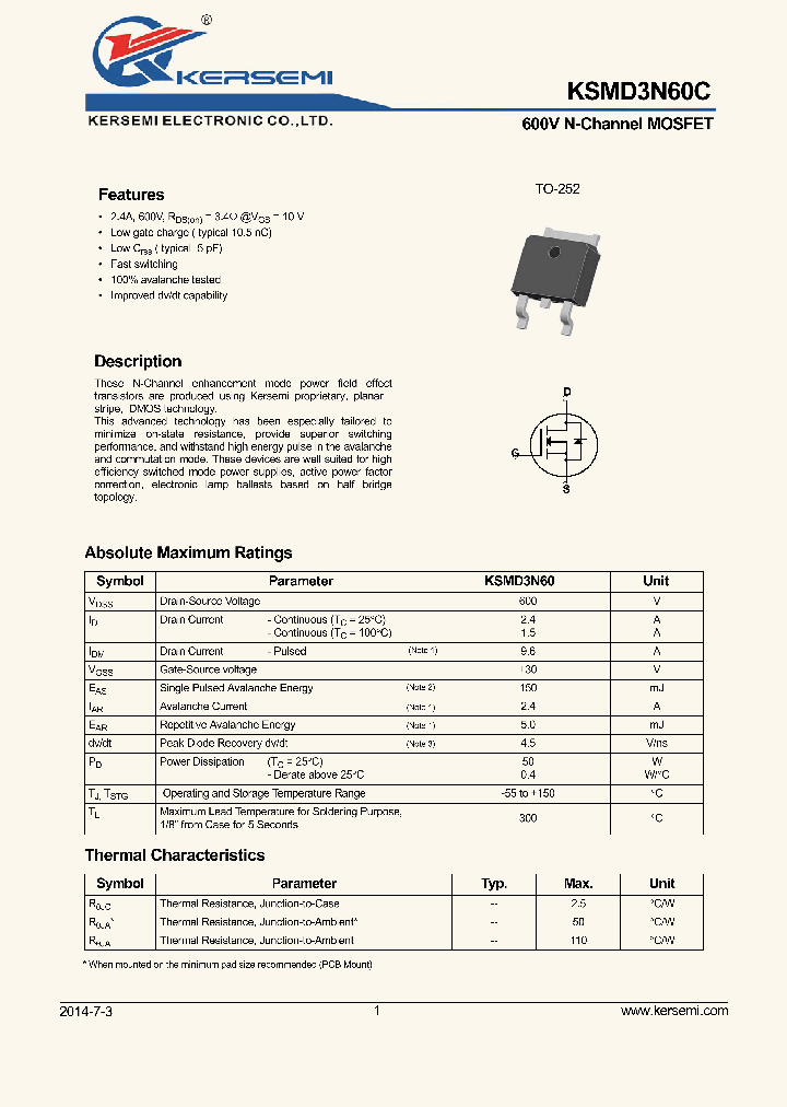 KSMD3N60C_8350793.PDF Datasheet