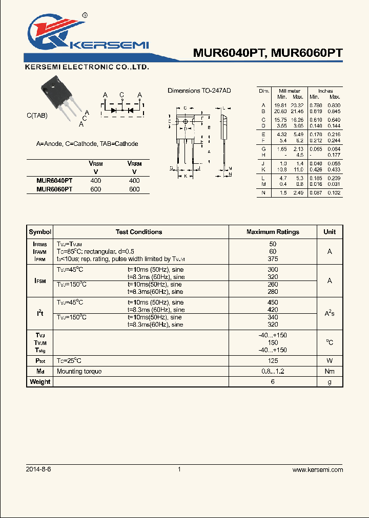 MUR6040PT_8350861.PDF Datasheet