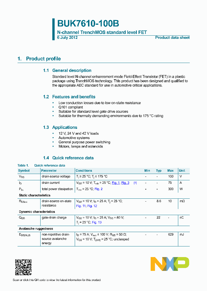 BUK7610-100B-15_8356204.PDF Datasheet