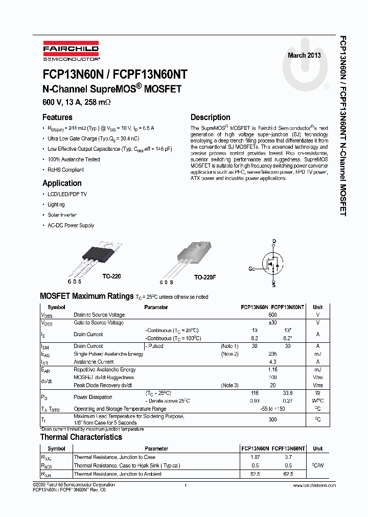 FCP13N60N_8358193.PDF Datasheet