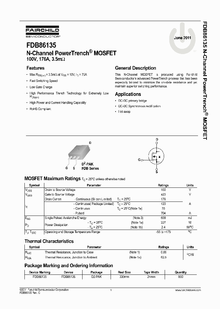 FDB86135_8360386.PDF Datasheet