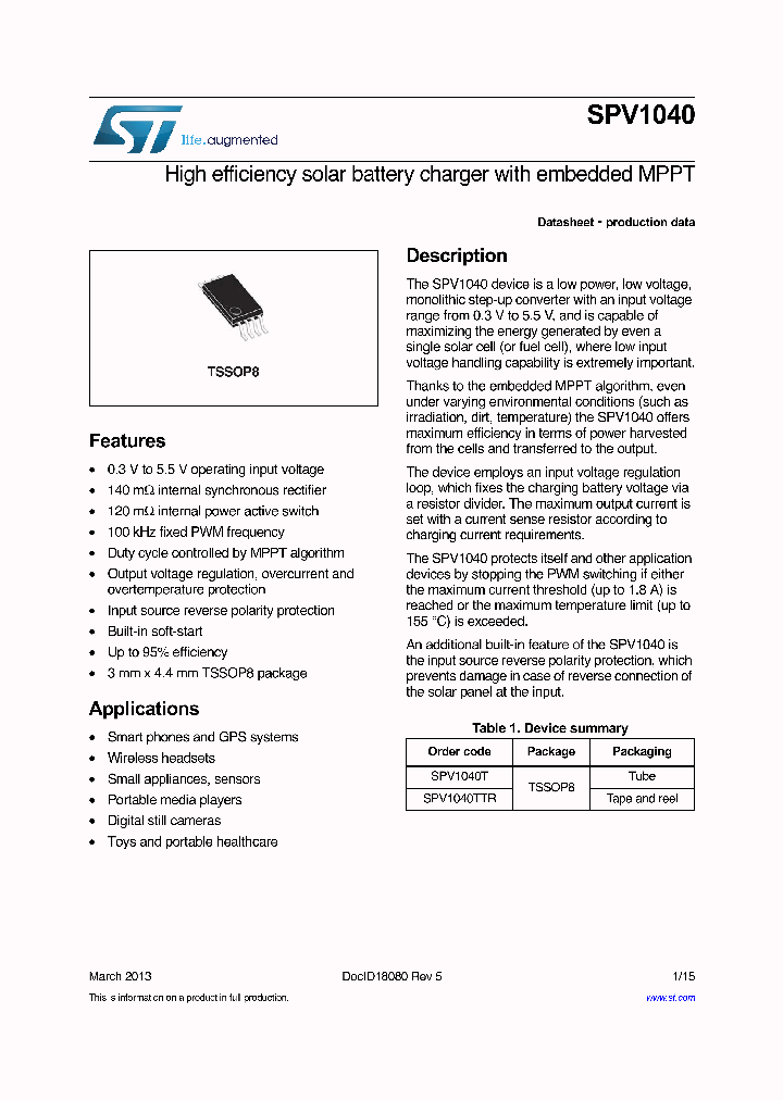 SPV1040_8360780.PDF Datasheet