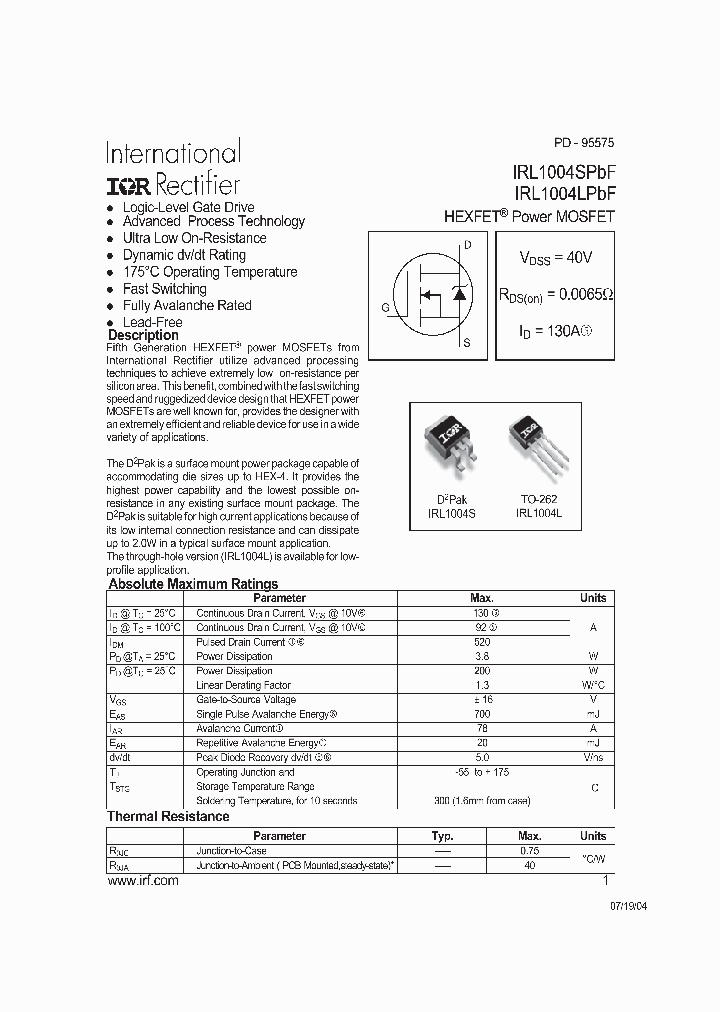 IRL1004SPBF_8362238.PDF Datasheet