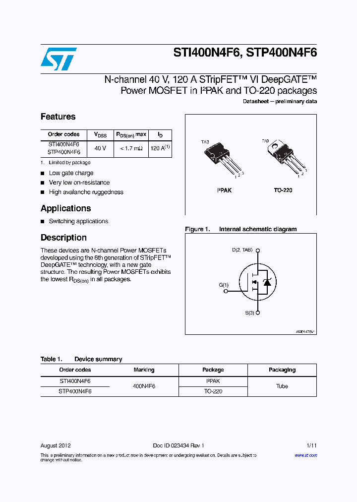 STP400N4F6_8364317.PDF Datasheet